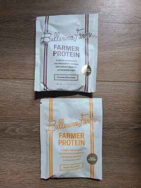 Ballerina Farm Farmer protein Mix Shake.  Maple Cinnamon and  Chocolate